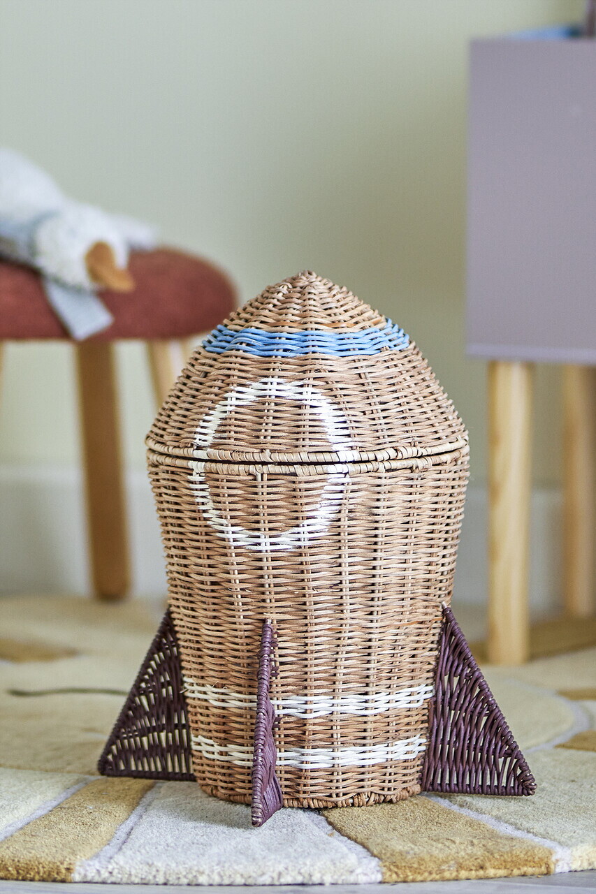 Cos cu capac, Bloomingville, Space, 31x35 cm, ratan, natural - imagine 3