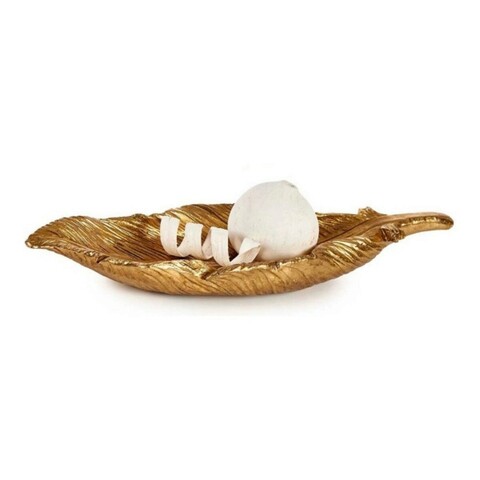Platou decorativ / decoratiune pentru centrul mesei Feather, Gift Decor, 34.5 x 10.5 x 3.5 cm, polirasina 10.5