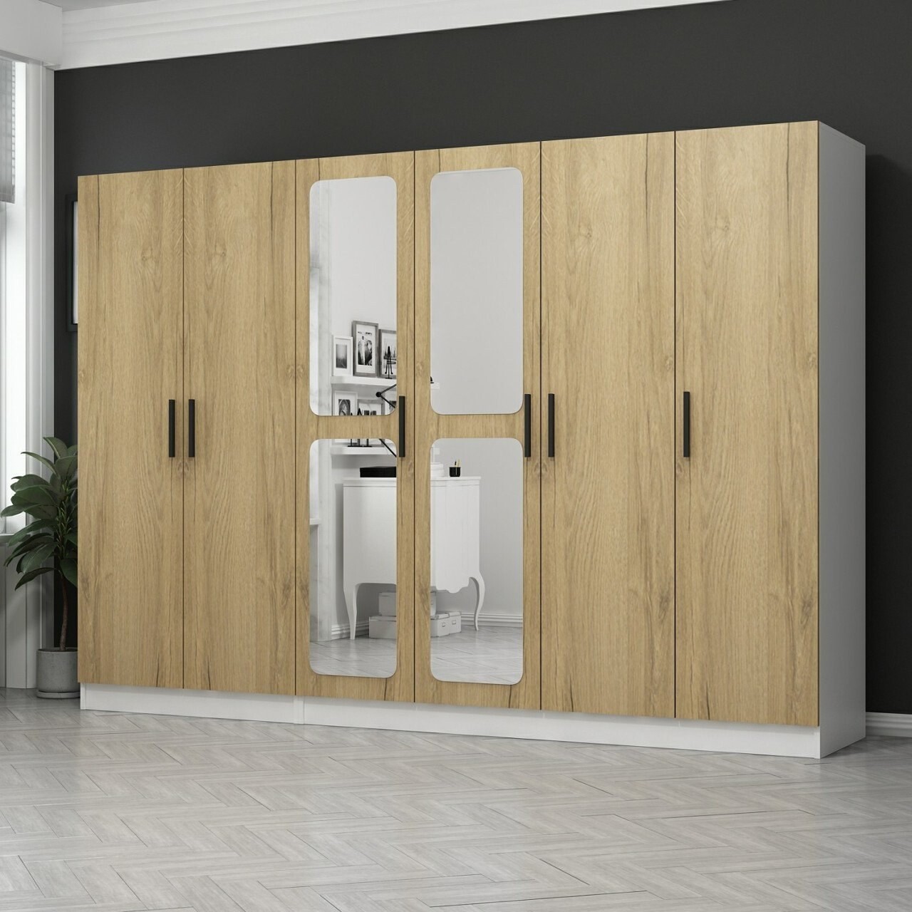 Dulap pentru haine, Minerva, Kale, 225x210x52 cm, PAL, Maro - 1 | YEO