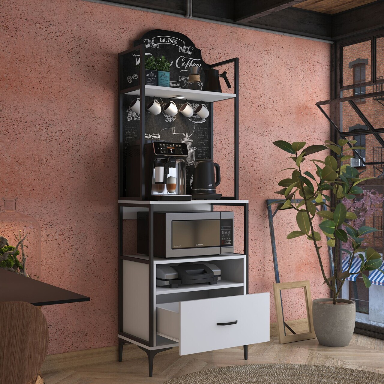 Dulap multifunctional, Hanah Home, JE155, 70x205x40 cm, PAL melaminat, Alb - view 5