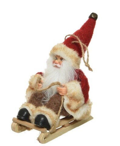 Glob santa sitting on a sleigh, decoris, 7x13x10 cm, pasla, multicolor
