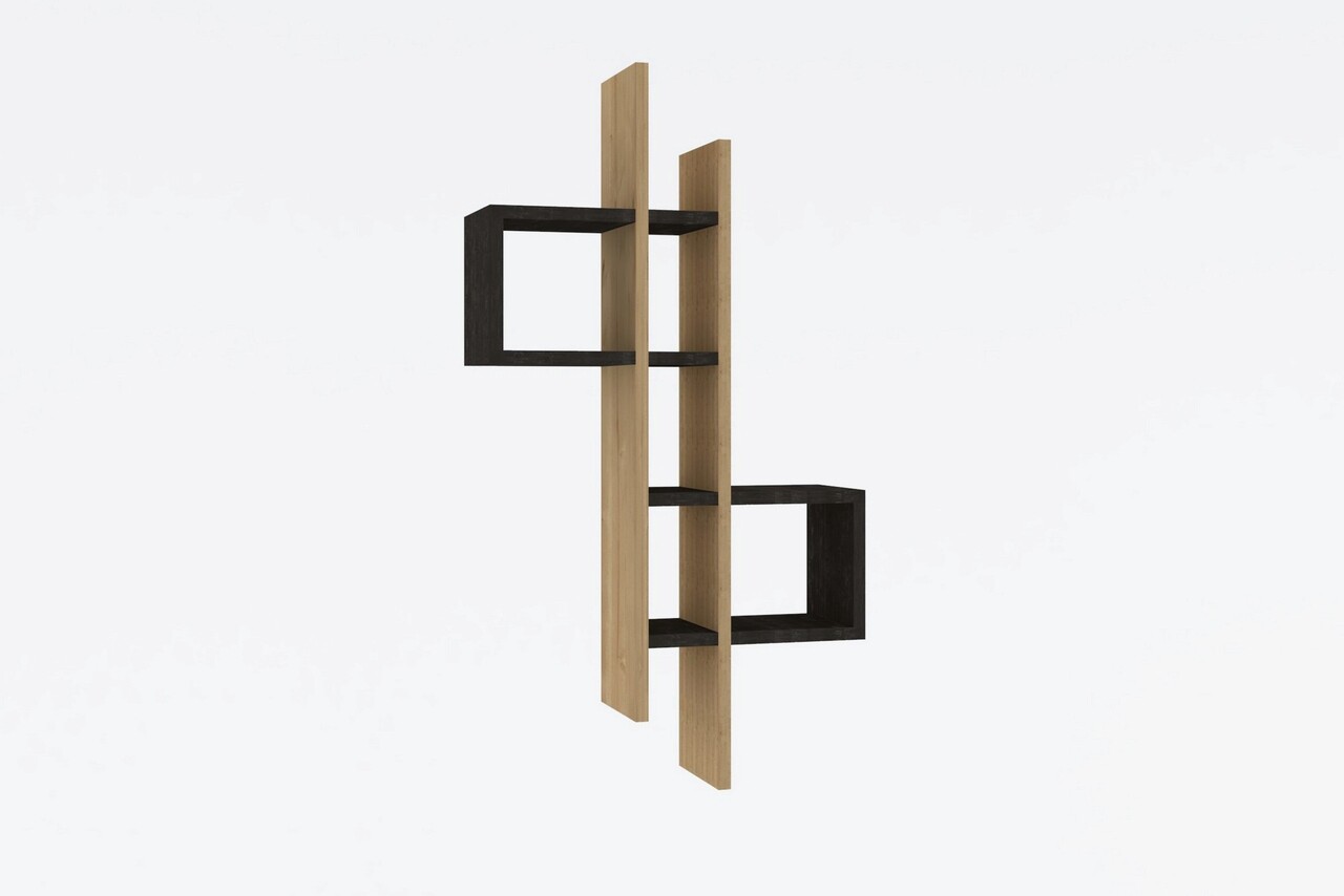 Raft de perete, Asse Home, Emse, 53.8x108x19.6 cm, Stejar safir / Antracit - 2 | YEO