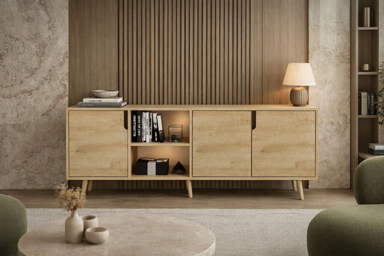 Consola, Hanah Home, Latina Modern 180, 180x80x45 cm, PAL MELAMINAT, Maro — imaginea 4