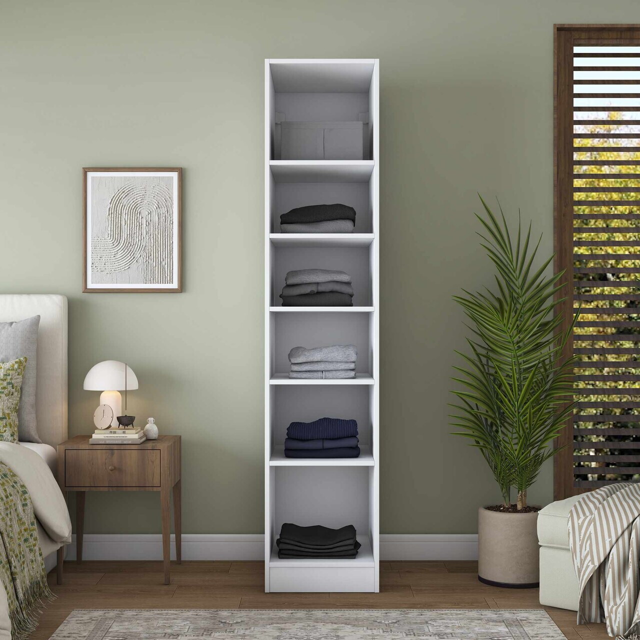 Dulap pentru haine, Hanah Home, BA302, 45x210x57.5 cm, Alb — imaginea 3