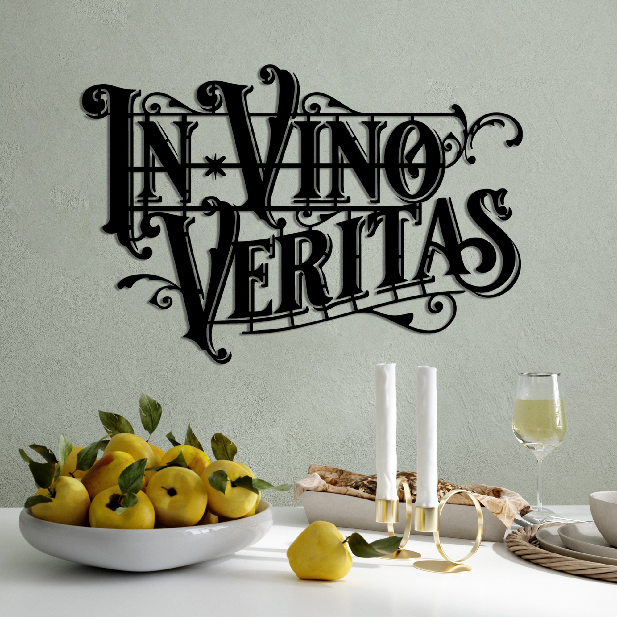 Decoratiune de perete, Veritas 2, Dimensiune: 60 x 41 cm, Negru