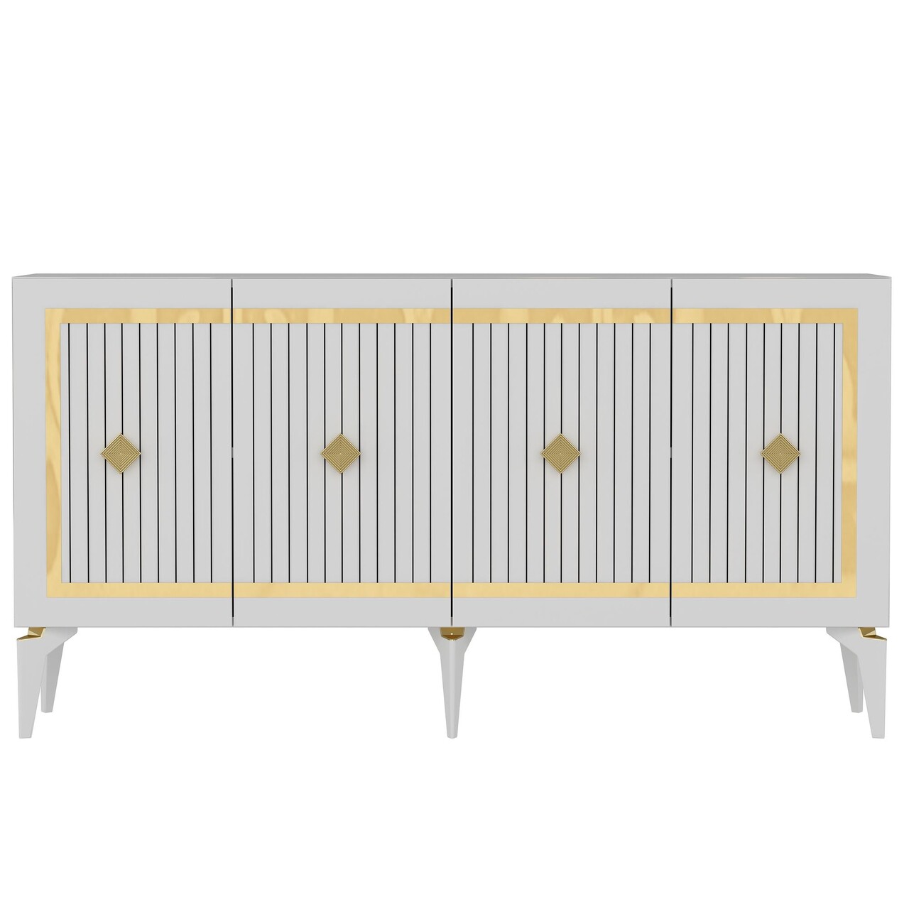 Consola, Hanah Home, Nova, 150x79x40 cm, PAL , Alb/Auriu - view 5