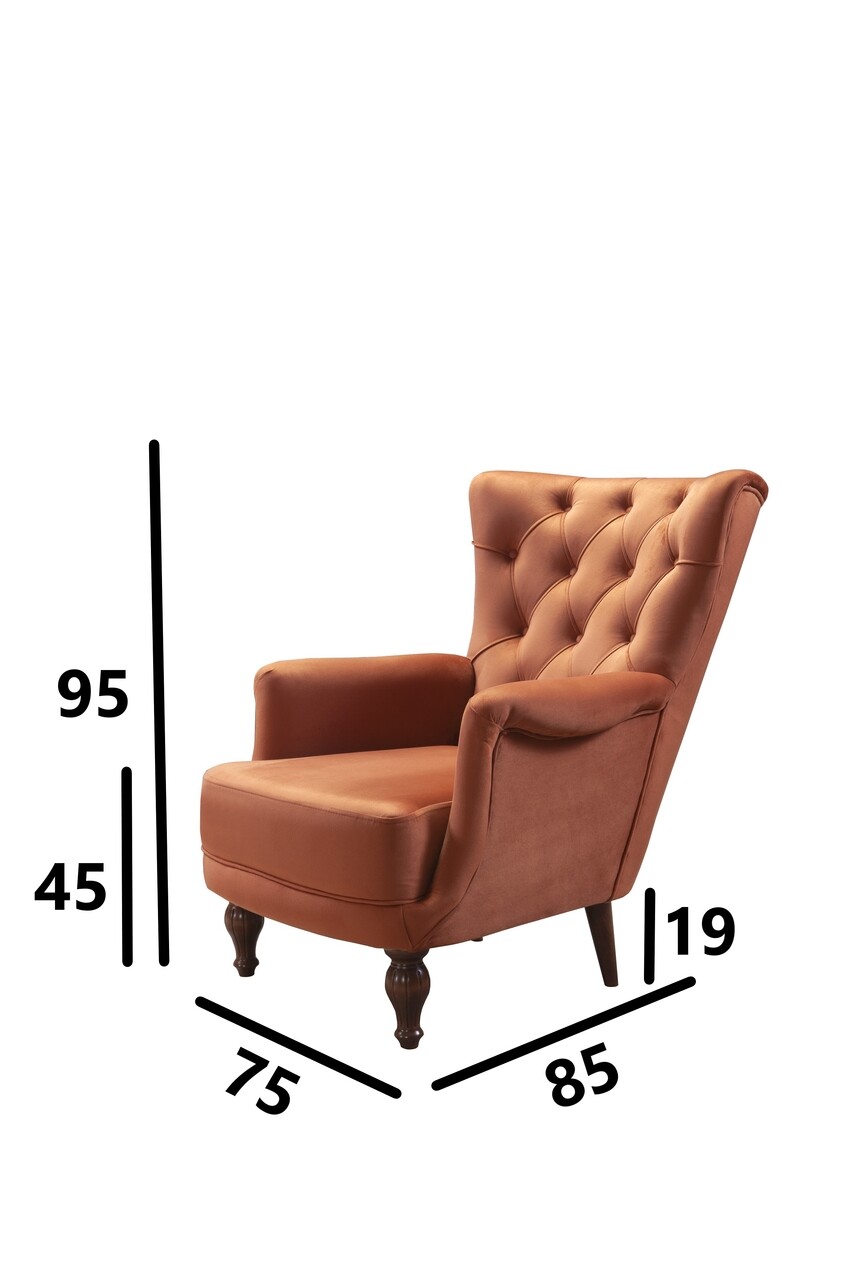 Fotoliu Dubai Berjer, Pandia Home, 75x85x95 Cm, Lemn, Maro