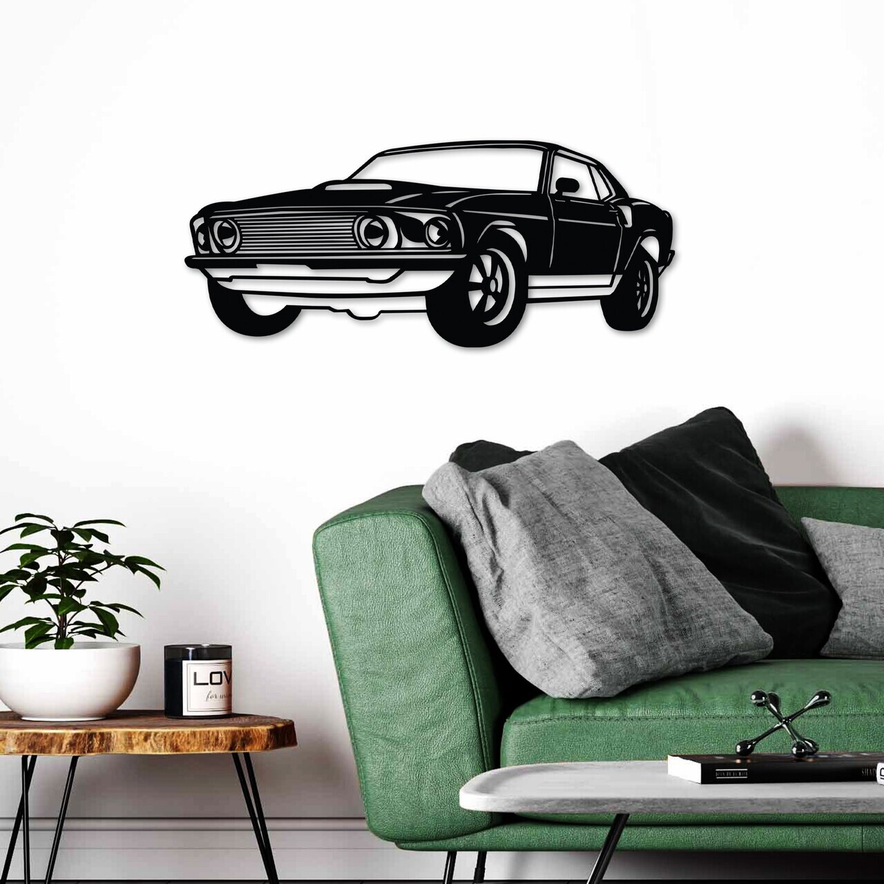 Decoratiune de perete, FORD Mustang 1969 Fastback, Dimensiune: 60 x 26 cm , Negru — imaginea 3