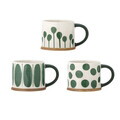 Set 3 cani, Bloomingville, Linora, 11x8.5 cm, 450 ml, ceramica, verde