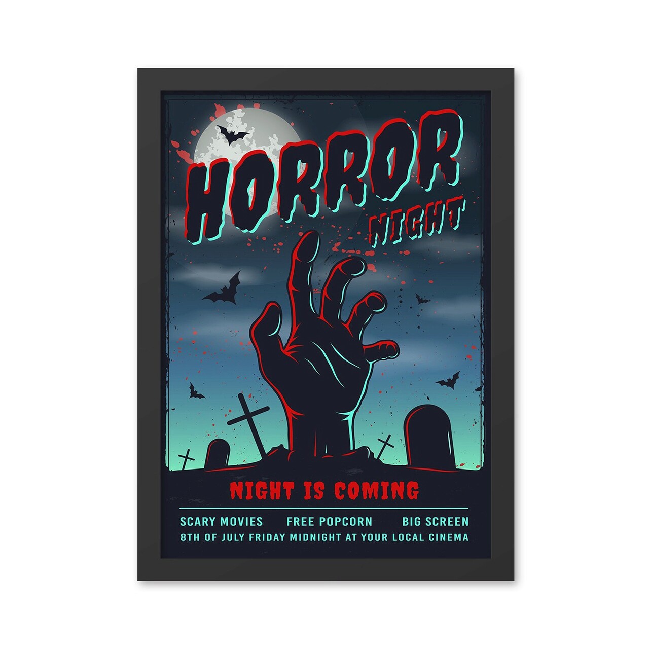 Tablou decorativ, Horror Night (55 x 75), MDF , Polistiren, Multicolor
