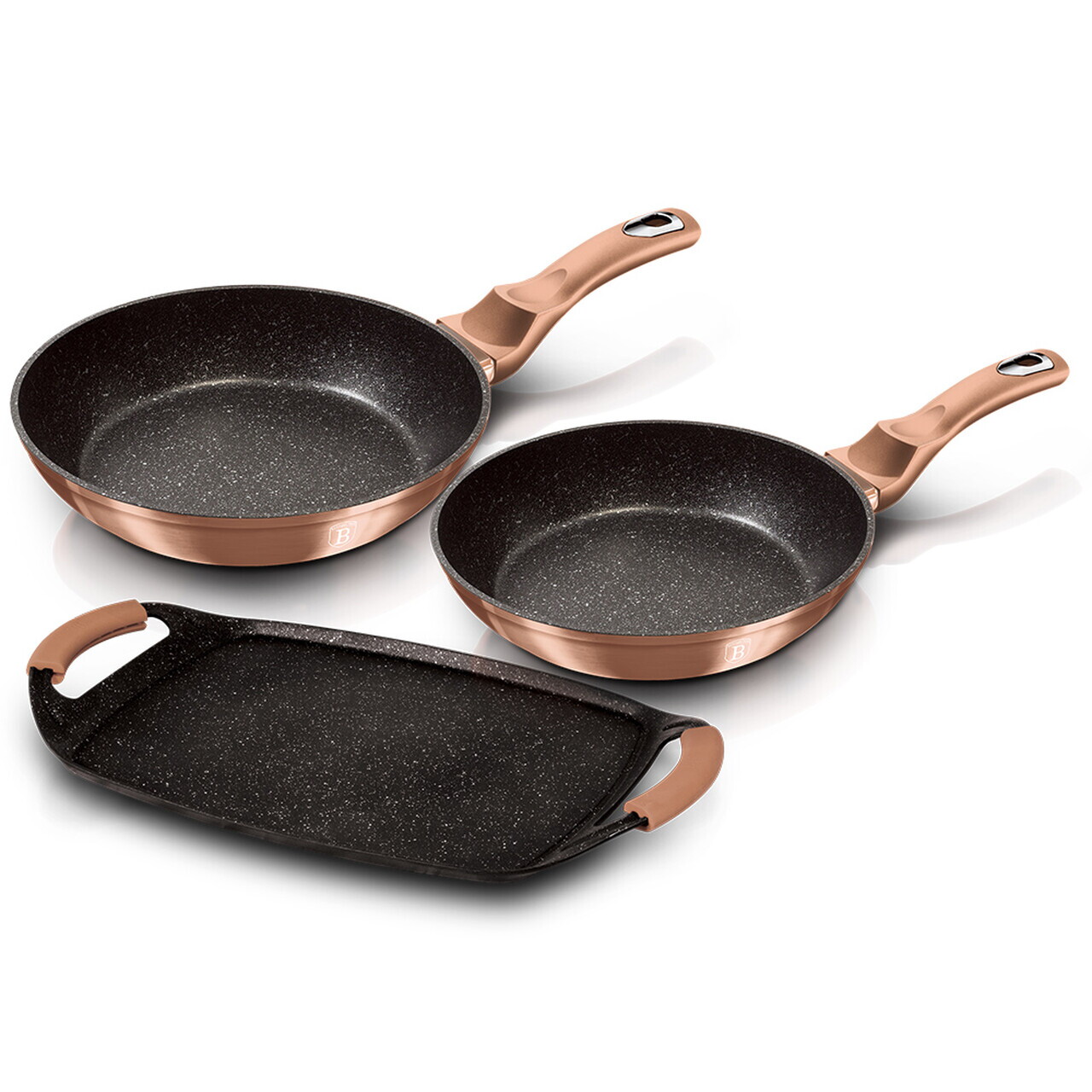 Set 2 tigai si tava Berlinger Haus, Rose Gold, 22 cm / 26 cm / 36x23 cm, aluminiu forjat, roz - view 7