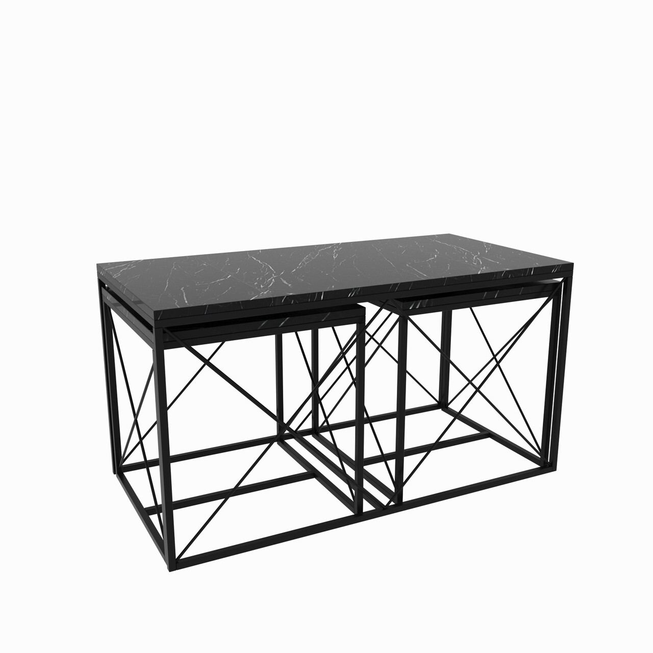 Set masuta de cafea, Kalune Design, Defne, PAL, Negru - 2 | YEO