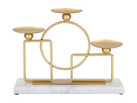 Suport pentru lumanari Marie, Mauro Ferretti, 30x9x20 cm, fier/marmura, auriu 30x9x20