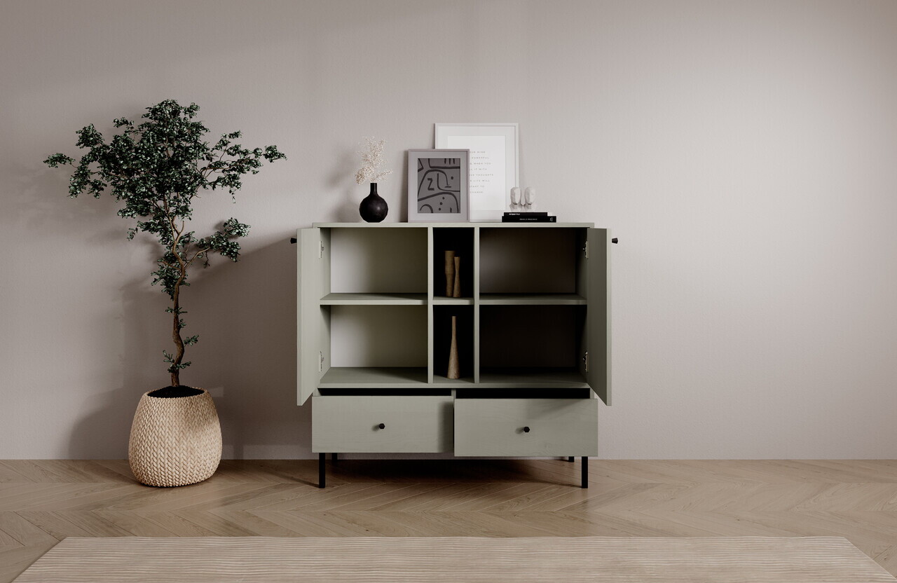 Comoda ADRK, Tili 2D 2S 2P, 100.2x40.8x95 cm, PAL laminat, verde eucalipt — imaginea 6