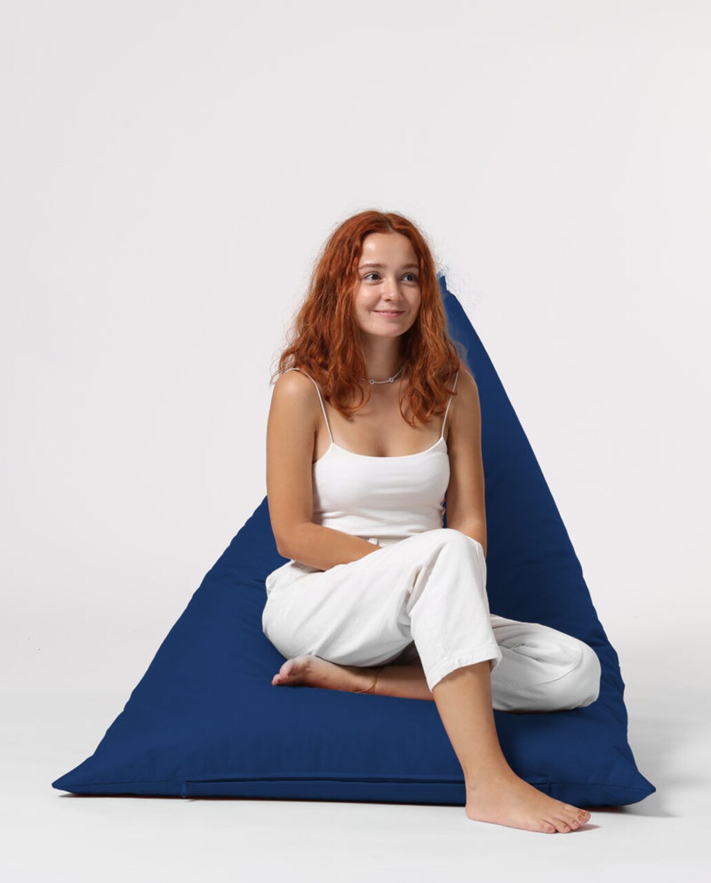 Fotoliu Puf, Bean Bag Ferndale, Pyramid Bed, 145 Cm, Poliester Impermeabil, Albastru Inchis