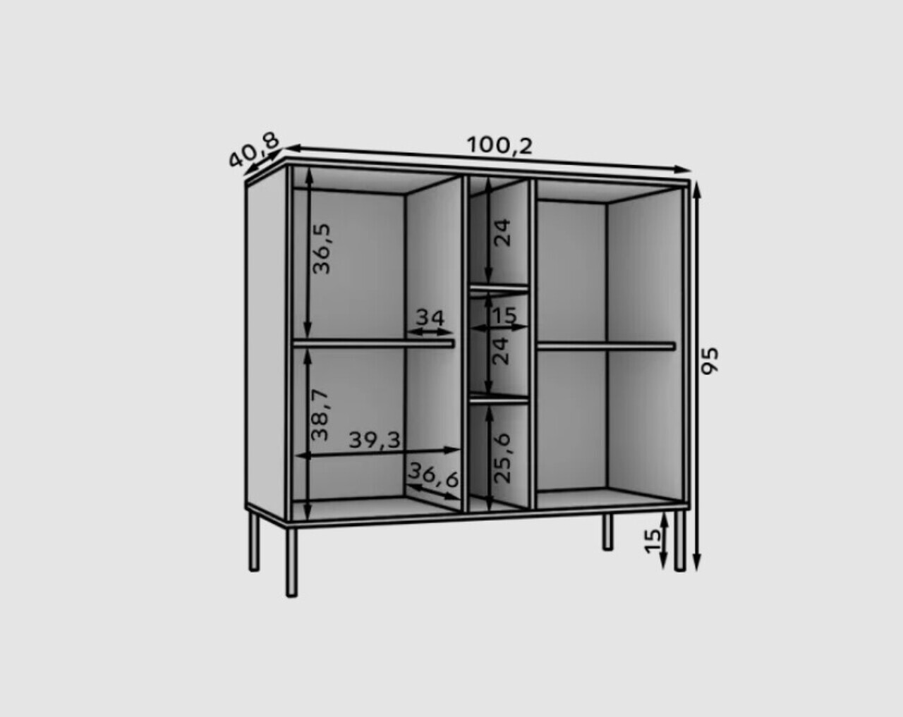 Comoda ADRK, Tili 2D 3P, 100.2x40.8x95 cm, PAL laminat, verde eucalipt — imaginea 8