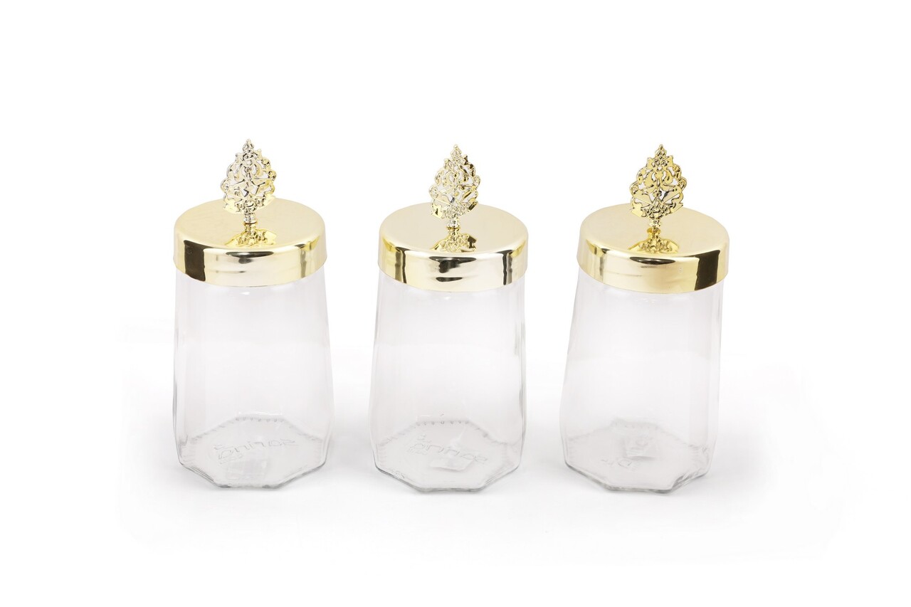 Set recipiente depozitare, Hermia, 238PLN3007, Transparent/Auriu - imagine 3