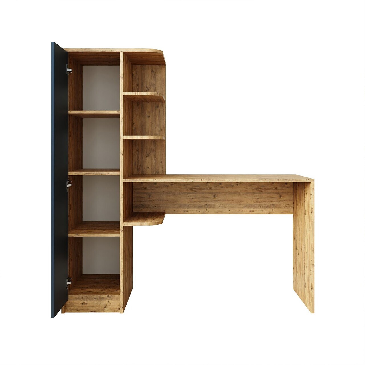 Set birou si biblioteca, Hanah Home, 2076, 143.2x143.2x50 cm, PAL MELAMINAT, Pin Atlantic / Antracit — imaginea 6
