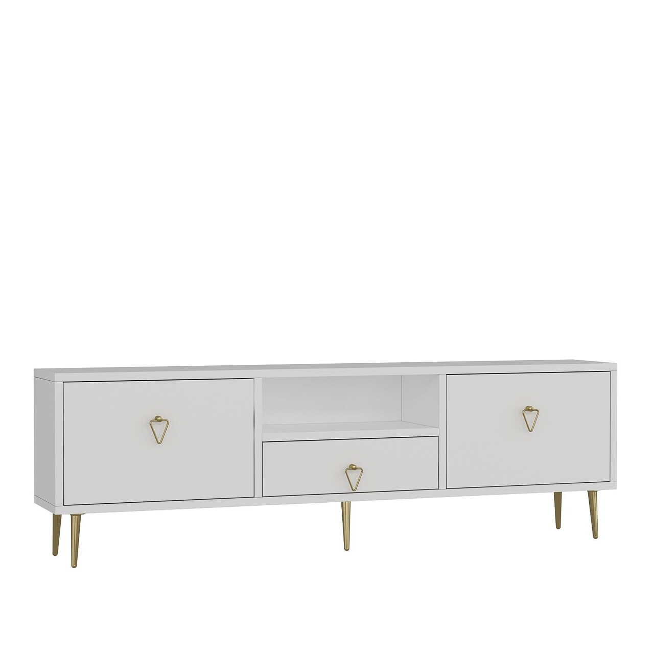 Comoda TV, Hanah Home, 1306-DROP-1, 140x45x30 cm, PAL , Alb/Auriu - view 4