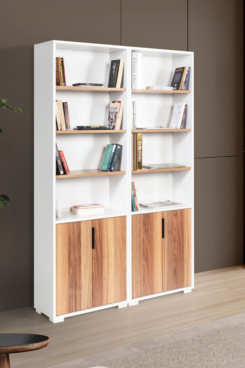 Corp biblioteca, Hanah Home, Evm 8201, 120x187x30 cm, PAL, Alb/Maro — imaginea 3