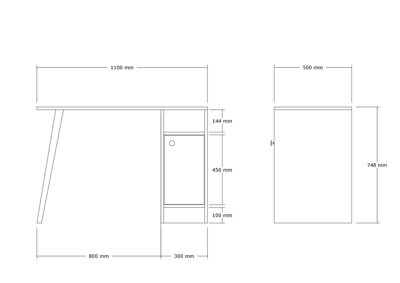 Birou, Asse Home, Calvin, 110x74x50 Cm, Stejar