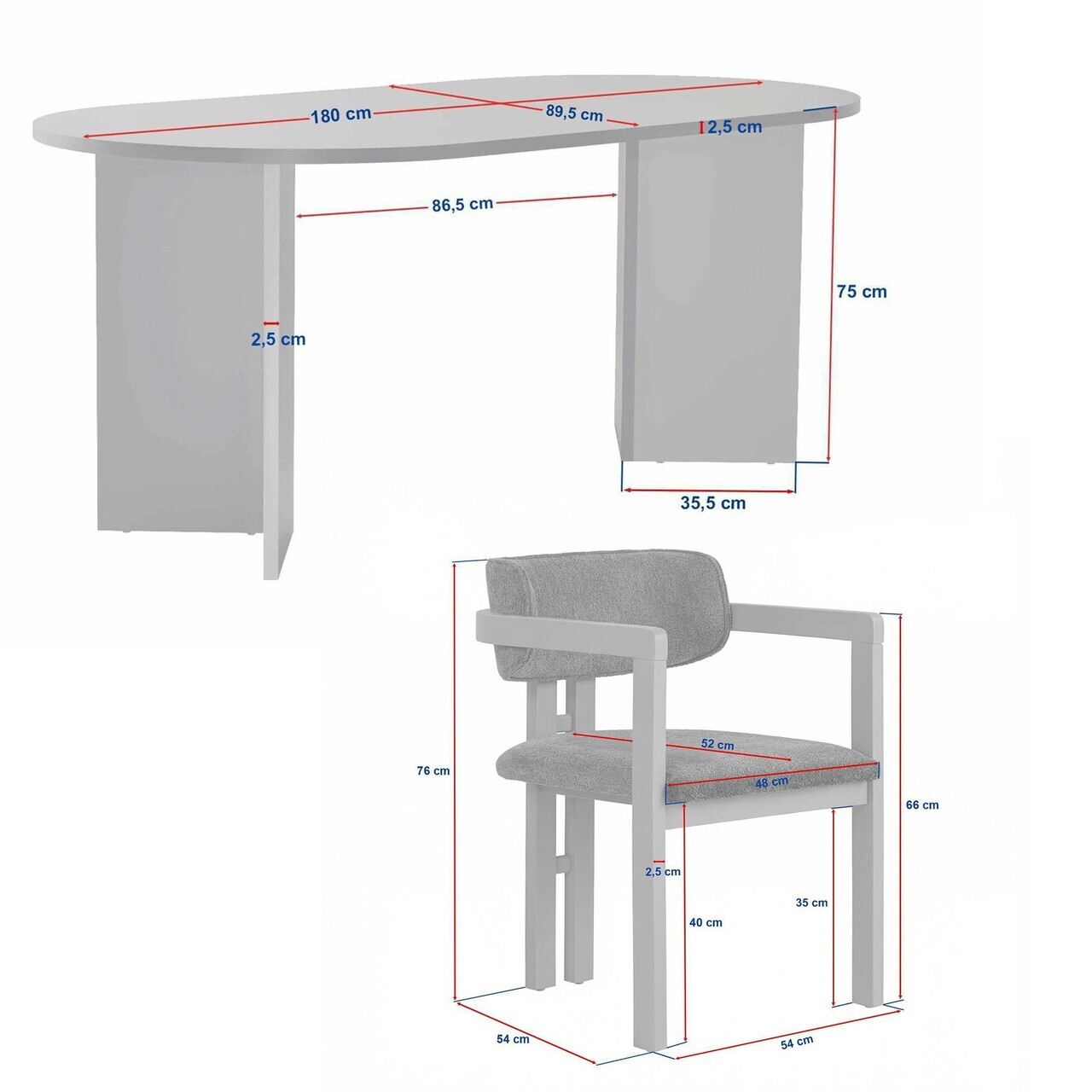 Set masa si scaune (7 piese), Nordure, Meridia 6, Travertin / Nuc Milano / Nuc Închis / Alb — imaginea 5