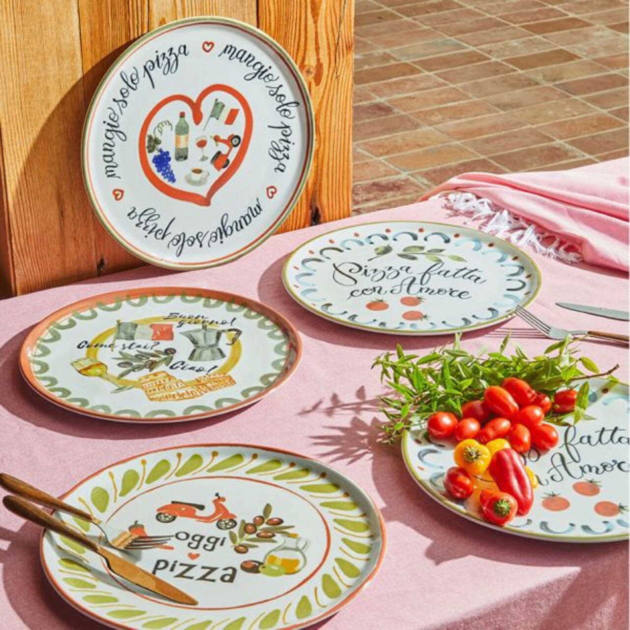 Set platou pentru servire pizza 9030-31-32-33, Cinzia, Andrea Fontebasso, 4 piese, 33 cm, portelan, multicolor