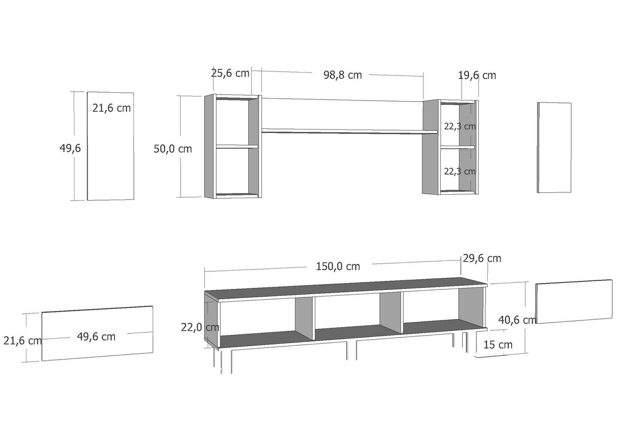 Comoda TV, Hanah Home, Polen Bohem Fireplace, 150x44.6x29.6 cm, PAL , Antracit - imagine 7