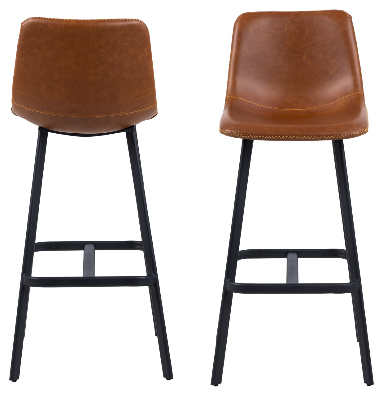 Scaun de bar Oregon, Actona, 46.5x50x103 cm, piele ecologica/otel, brandy vintage - view 8