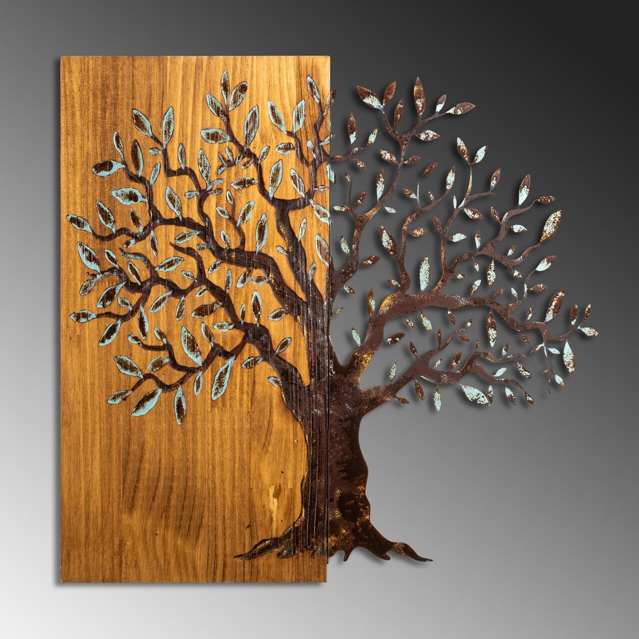 Decoratiune de perete, Mysterious Tree, Lățime: 60 cm Înălțime: 58 cm Adâncime: 3 cm, Multicolor - view 5