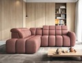 Coltar extensibil stanga 4 locuri ELTAP, LT-24PAO, Falconn, 258x208x107 cm, lemn/poliester, roz inchis