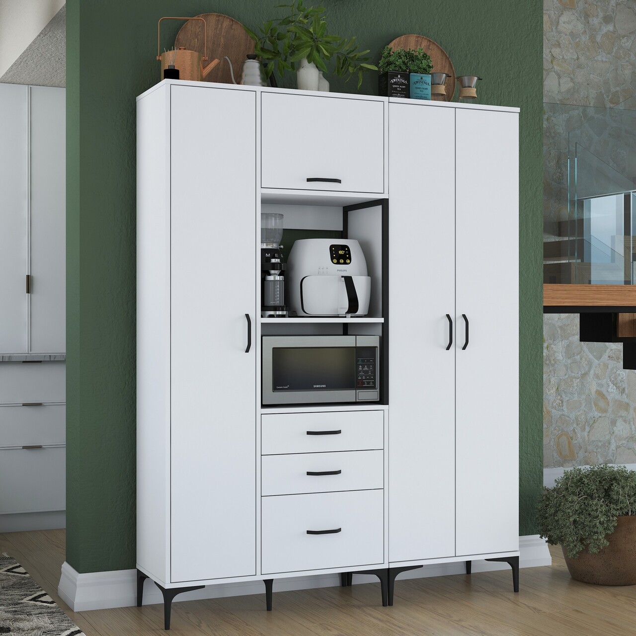 Dulap multifunctional, Rani, JE131, 150x198.6x40 cm, PAL, Alb - 1 | YEO