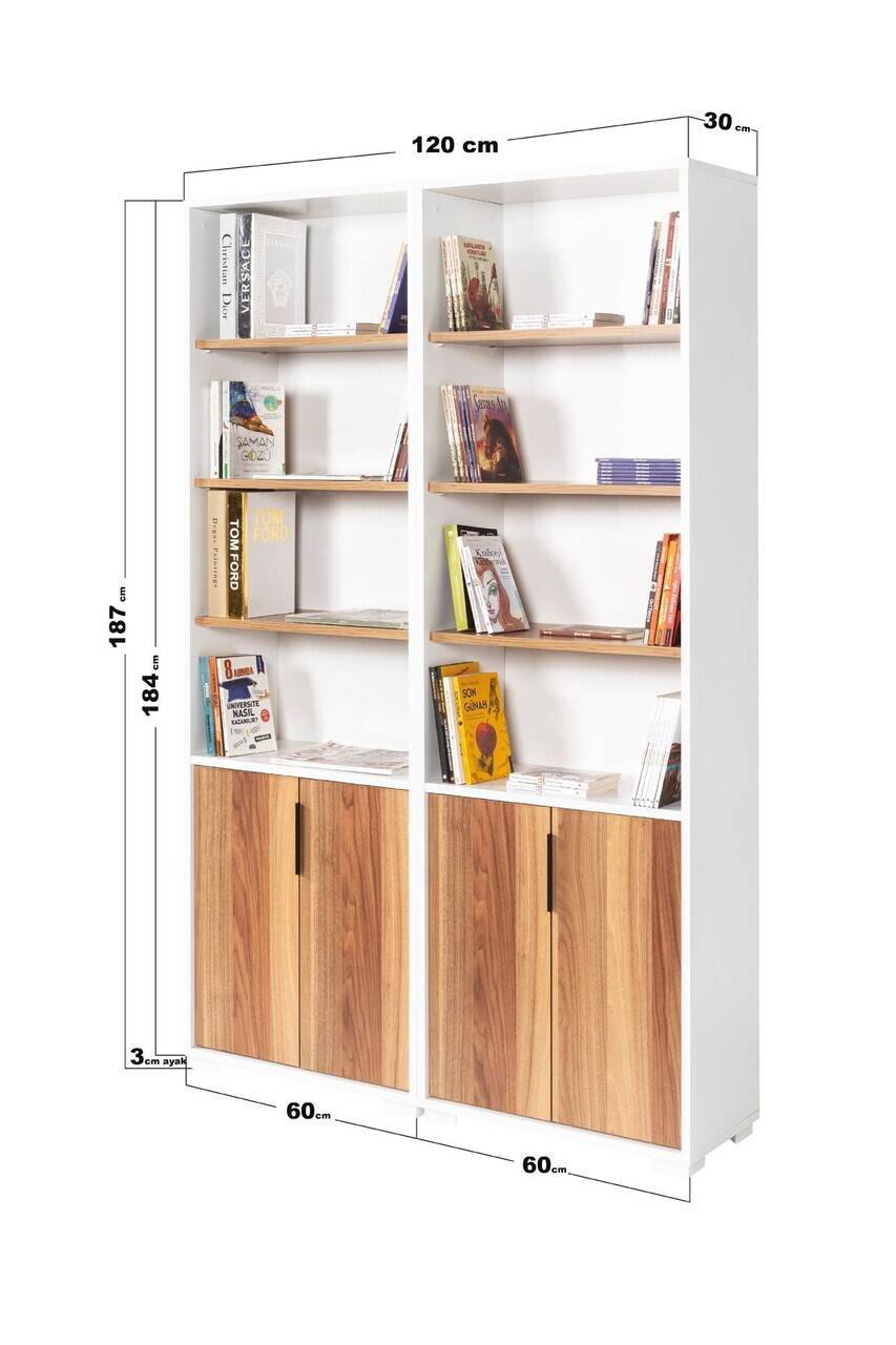 Corp biblioteca, Hanah Home, Evm 8201, 120x187x30 cm, PAL, Alb/Maro — imaginea 6
