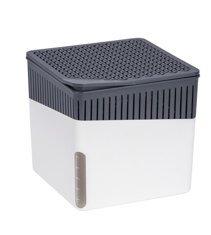 Dezumidificator, Wenko, Cube 1000 g, 16.5 x 15.7 x 16.5 cm, plastic, alb mezoni.ro