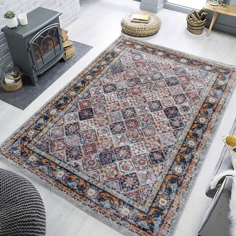 Covor, fe252, 120x180 cm, poliester, crem / albastru