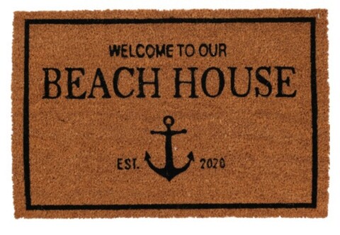 Covoras de intrare Beach house w anchor, 39×59 cm, fibra de cocos, maro Covoare