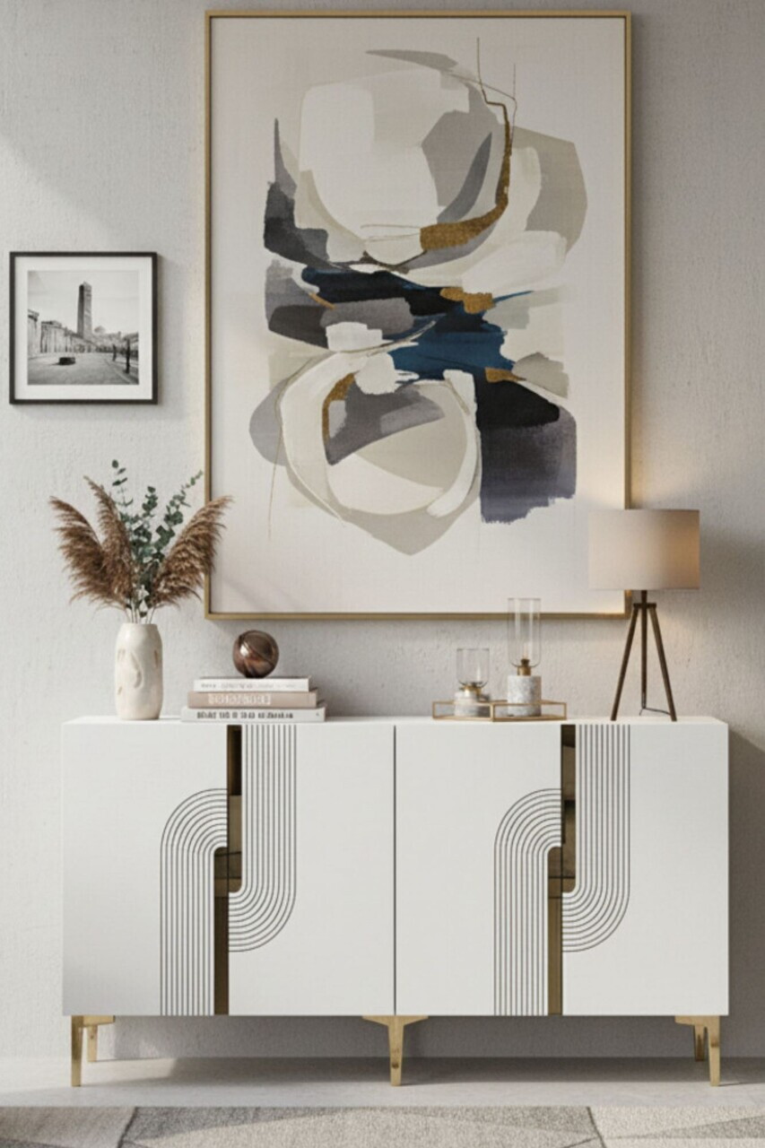 Consola, Hanah Home, Meyra 180, 180x75x32 cm, Alb/Auriu — imaginea 2