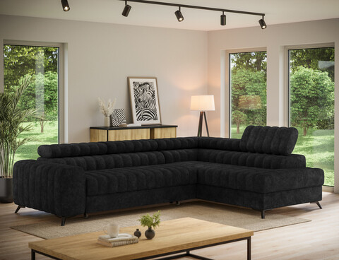 Coltar extensibil dreapta 5 locuri ELTAP, RT-06AU, Kanedo, 269x204x86 cm, lemn/poliester, negru