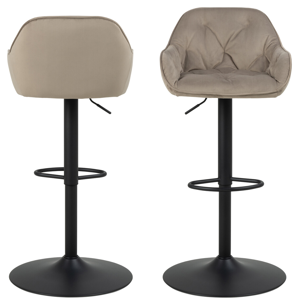 Scaun de bar Brooke, Actona, 52x52x109 cm, rotativ, catifea/otel, bej - view 7