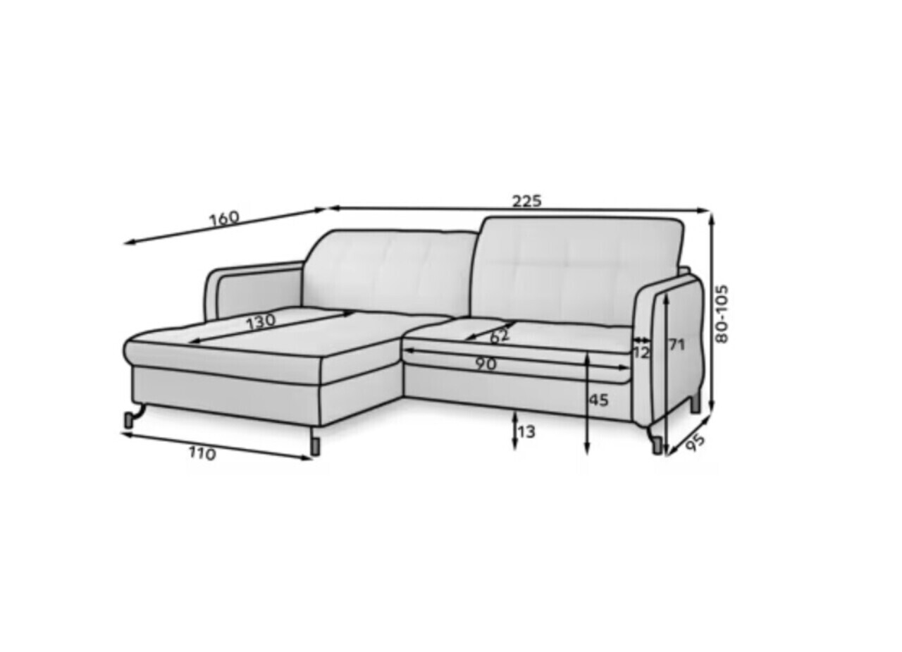 Set coltar extensibil dreapta 3 locuri si taburet ELTAP, Lor_PP_18, Lorelle, 225x160x105 cm / 100x70x45 cm, lemn/poliester, gri inchis - view 6