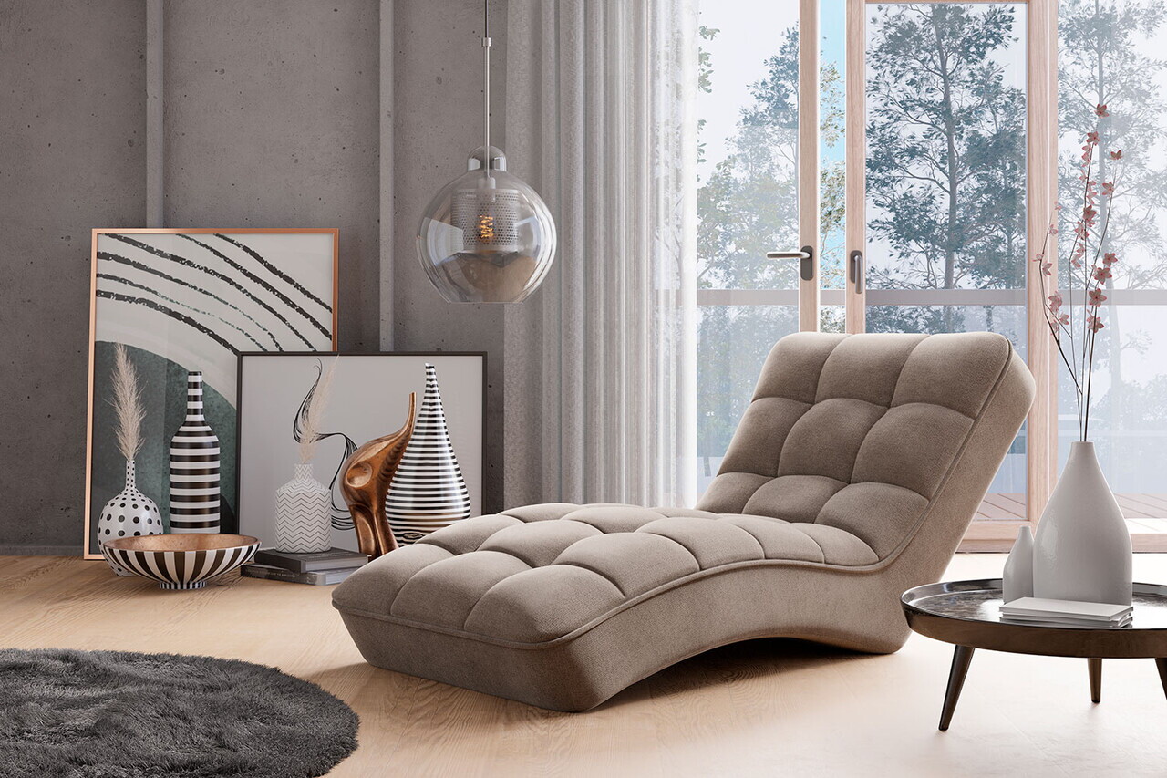 Sezlong living ELTAP LOR-07PO Loren 170x85x85 cm lemn/poliester gri
