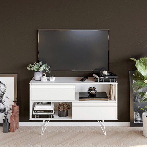 Comoda tv, retricy, kerby, 120x30x71 cm, pal, alb