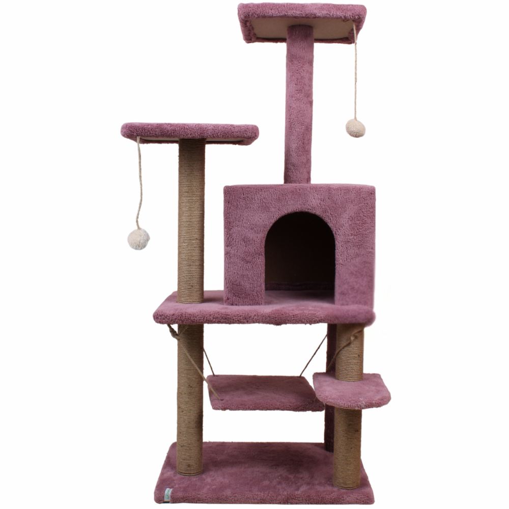 Casă pentru pisici, Paws & Whiskers, Violet, MATERIAL TEXTIL WELSOFT, Roz prafuit