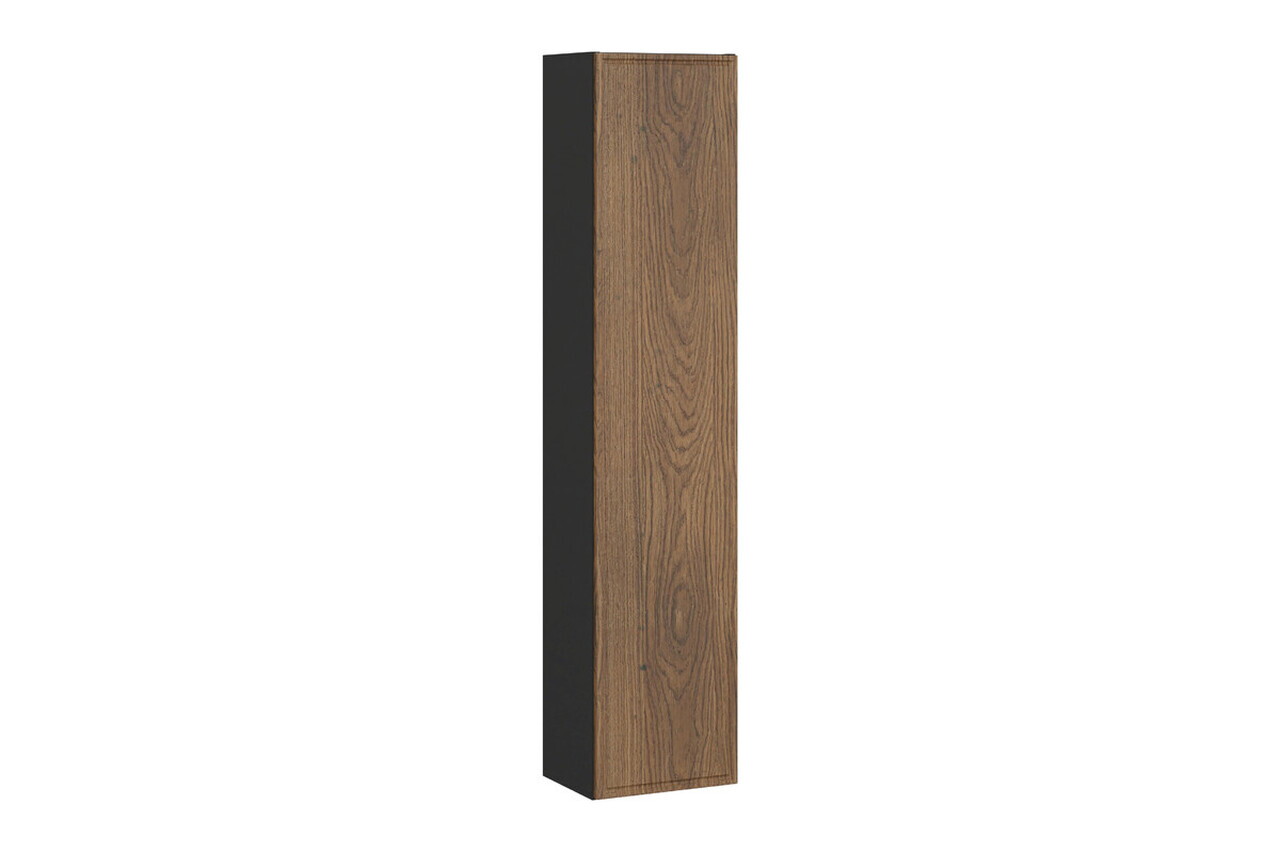 Set mobilier baie, masca cu lavoar, dulap inalt si oglinda LED, 80 cm Trust, Talia Casella Black, Comad, MDF/PAL laminat, stejar casella/negru mat — imaginea 5