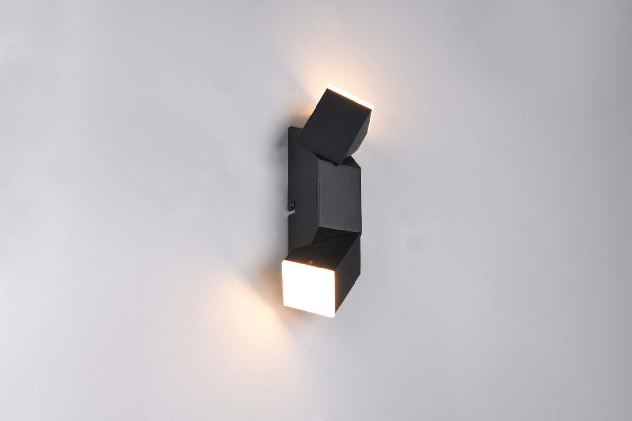 Aplica de perete Raglan, TRIO, 5x8x17 cm, 3.8W, 2x SMD, metal, negru mat