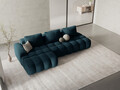 Coltar extensibil stanga 3 locuri, Linz, Cosmopolitan Design, 275x142x84 cm, cotiera dreapta, catifea, albastru petrol inchis