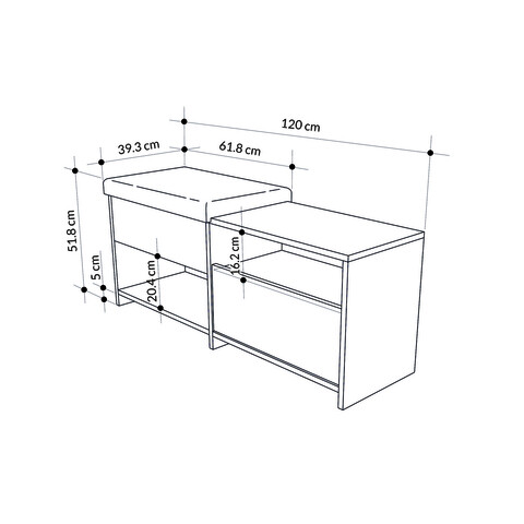 Pantofar, Decortie, Filux Bench, 120.3x51x40.5 cm, PAL, Antracit