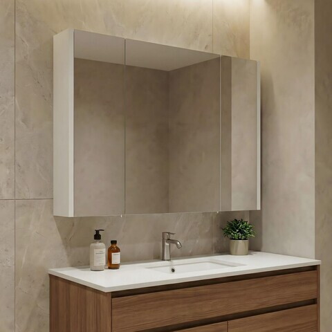 Dulap de baie cu oglindă, Hanah Home, Arno 100, Alb