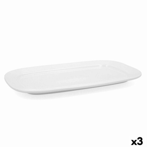 Set 3 platouri, Bidasoa, Glacial, 36 x 21 cm, ceramica, alb Bidasoa