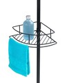 Etajera de colt extensibila, Wenko, Telescopic Dolcedo, 31 x 13.5 x 65-275 cm, inox, negru